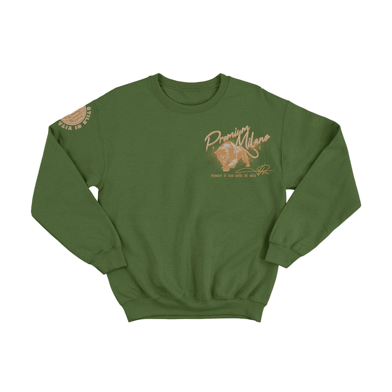 Premium Milano Mens Panthera Crew Neck Sweatshirt CSW1125-05 Green