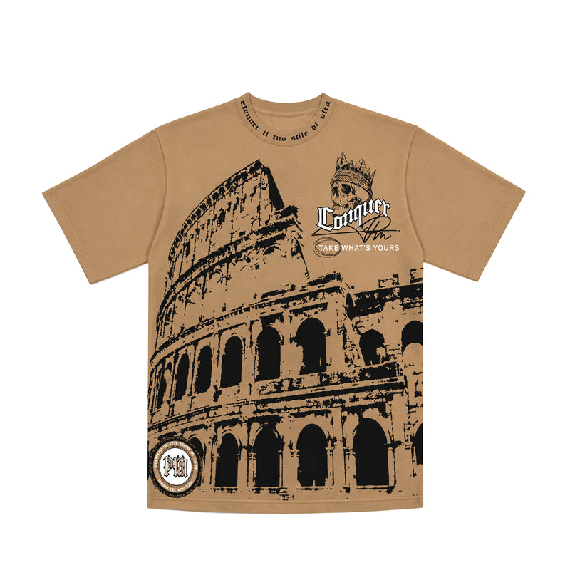 Premium Milano Mens Rich In History Crew Neck T-Shirt CT261-110 Khaki