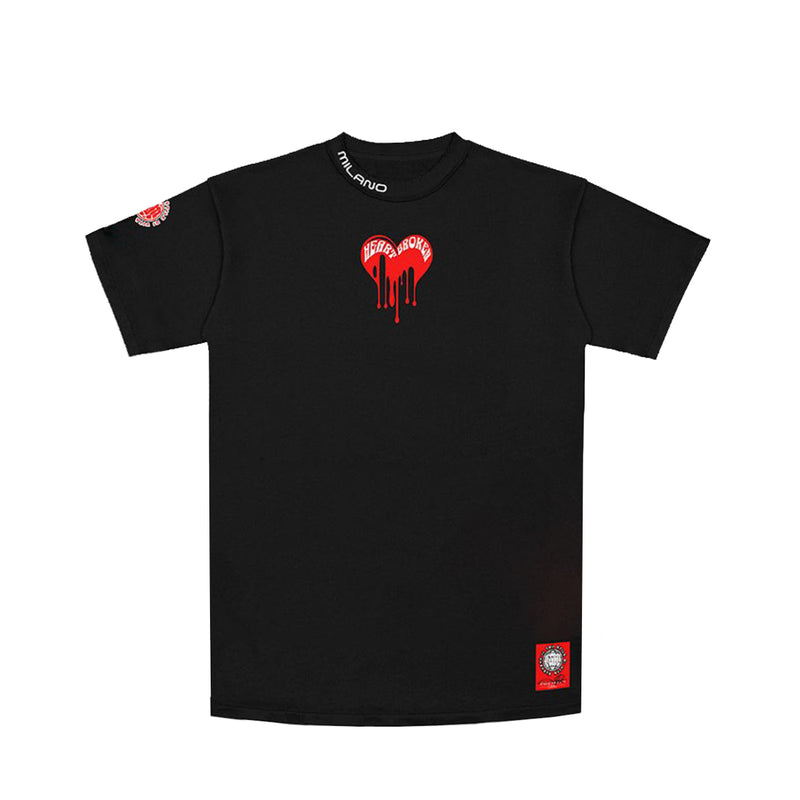 Premium Milano Mens Melted Heart Crew Neck T-Shirt CT261-111 Black