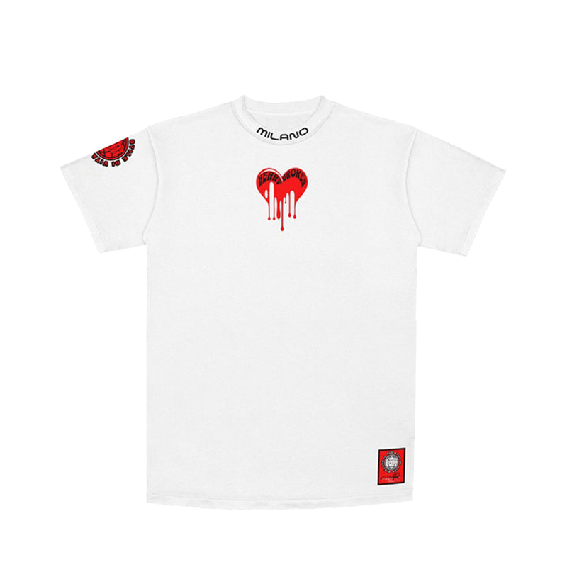 Premium Milano Mens Melted Heart Crew Neck T-Shirt CT261-111 White