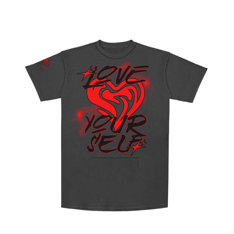 Premium Milano Mens Broken Hearted Crew Neck T-Shirt CT261-112 Charcoal Gray