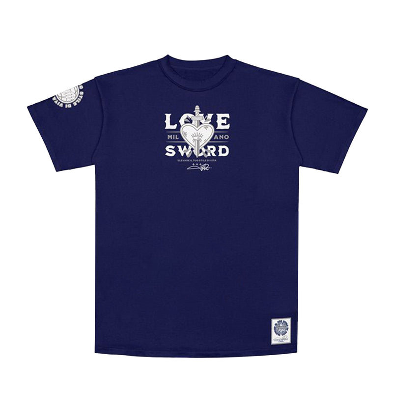 Premium Milano Mens Love Sword Crew Neck T-Shirt CT261-119 Navy