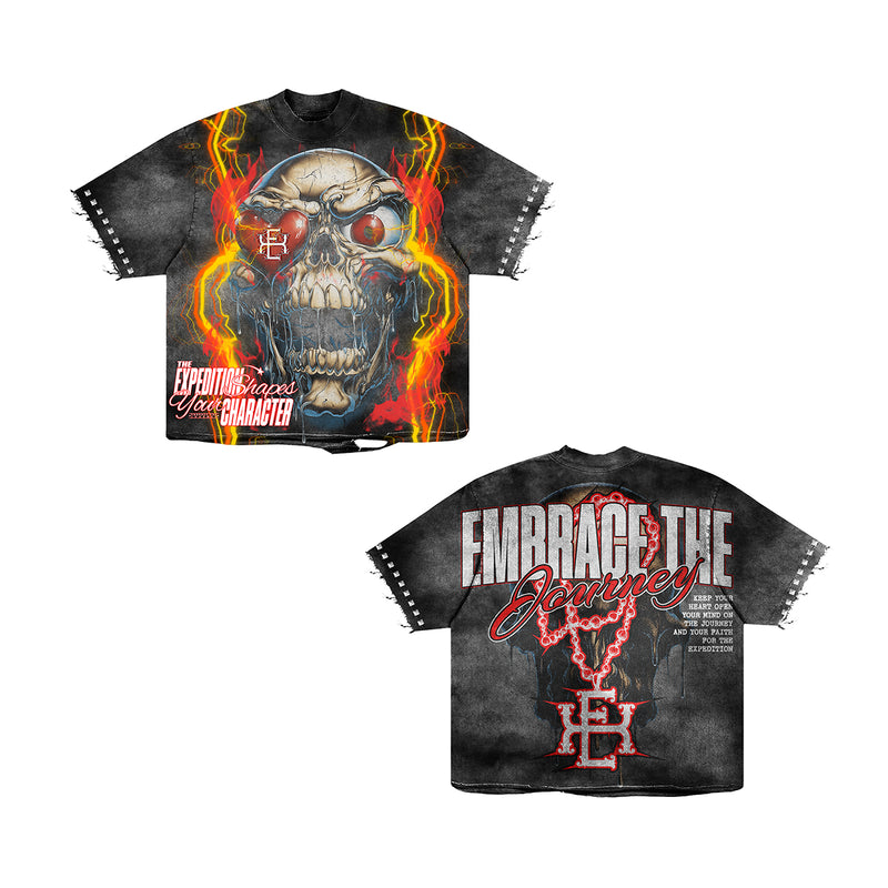 Expedition Mens Shape Your Character Oversized Crew Neck T-Shirt EXCTS26201 Black/Red