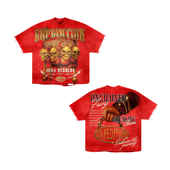 Expedition Mens Unchained Fury Oversized Crew Neck T-Shirt EXCTS26205 Red