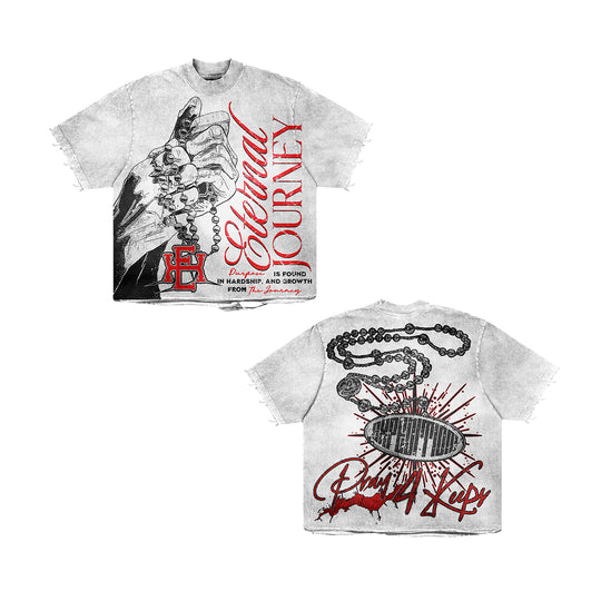 Expedition Mens Pray 4 Keeps Oversized Crew Neck T-Shirt EXCTS26206 White