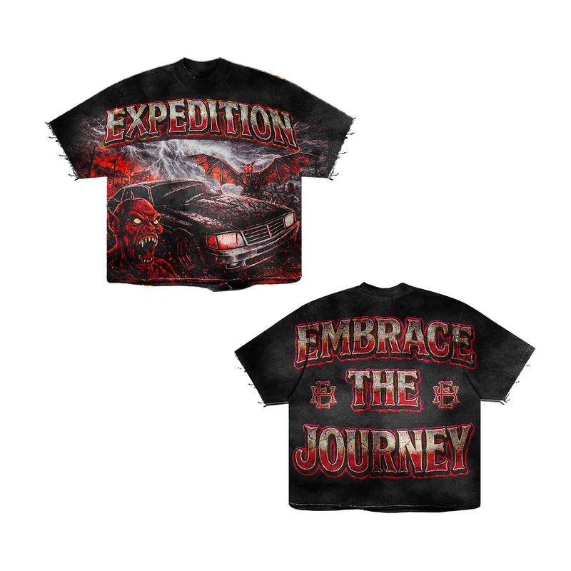 Expedition Mens Embrace The Journey Oversized Crew Neck T-Shirt EXCTS26209 Black