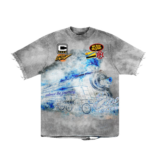 Expedition Mens Take A Trip With Me Denim Crew Neck T-Shirt EXCTS26221 Marble Wash