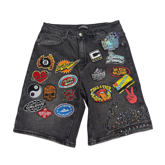 Expedition Mens Take A Trip With Me Denim Shorts EXDSS26221 Black Wash