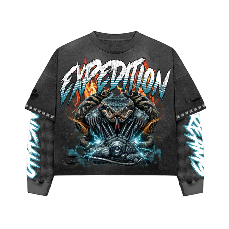 Expedition Mens Motor Layer Long Sleeve Shirt EXLT104F25 Charcoal Washed
