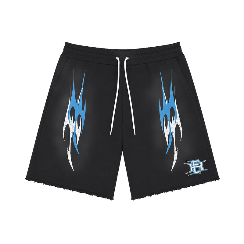 Expedition Mens Washed Tribal French Terry Sweatshorts EXSSS26218 Black