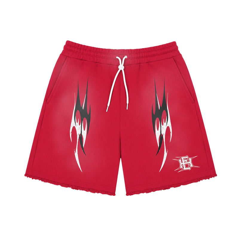 Expedition Mens Washed Tribal French Terry Sweatshorts EXSSS26218 Red