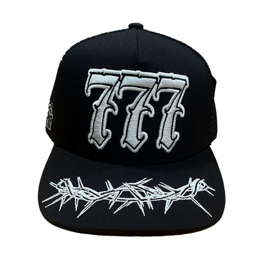 Premium Milano Mens 777 5-Panel Trucker Hat M777002 Black/White