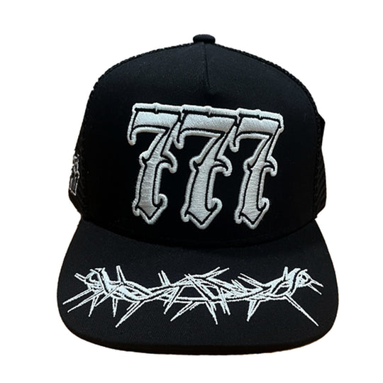 Premium Milano Mens 777 5-Panel Trucker Hat M777002 Black/White