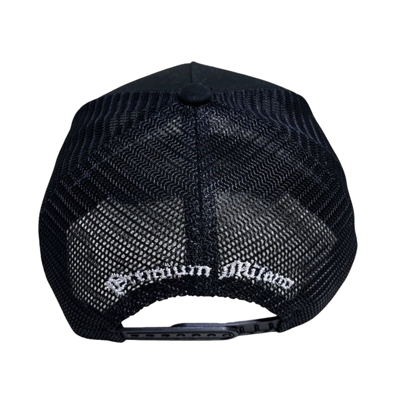 Premium Milano Mens 777 5-Panel Trucker Hat M777002 Black/White