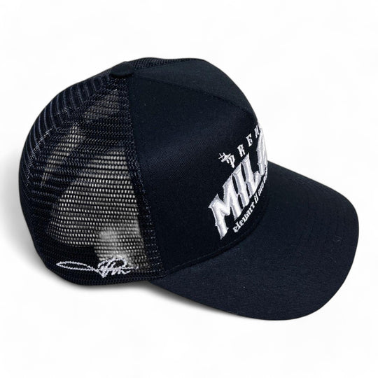 Premium Milano Mens M101 5-Panel Trucker Hat MPM104 Black/White
