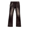 Premium Milano Mens Tribo Black Rhinestone Stacked Jeans PM001F25-100 Black Wash