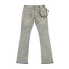 Premium Milano Mens Tiger Strip Clear Stone Stacked Flare Jeans PM004F25-170 Sand Blast
