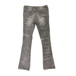 Premium Milano Mens Applique Flame Stacked Flare Jeans PM006F25-118 Gray Wash
