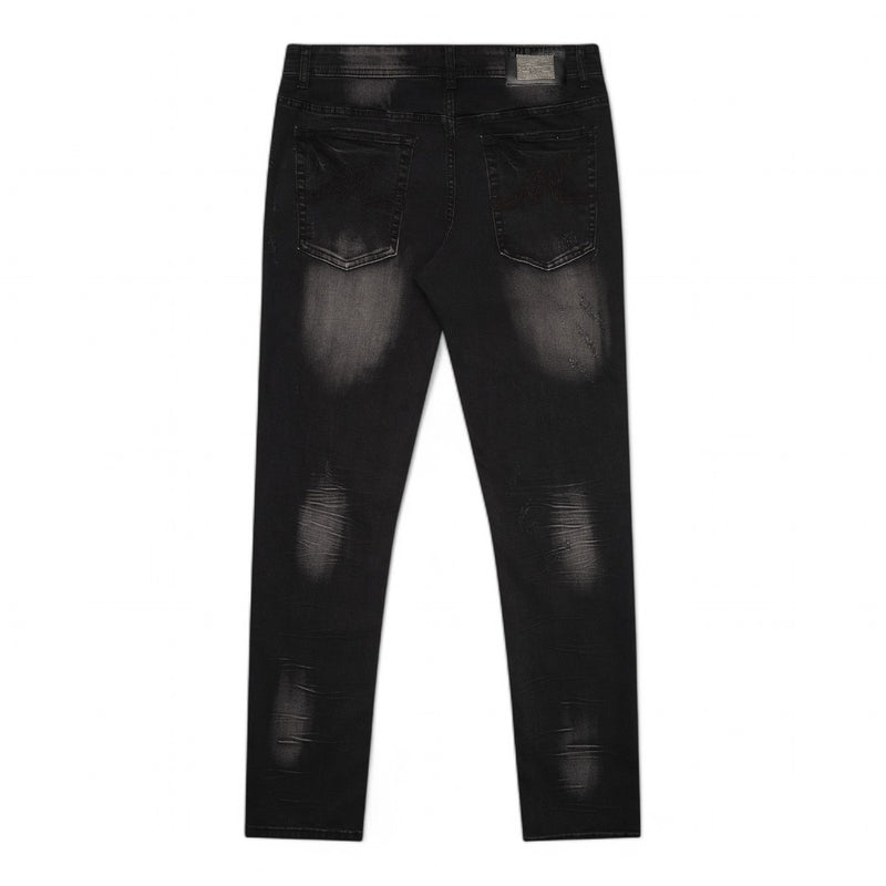 Premium Milano Mens Milan Slim Straight Jeans PM200002 Black/White