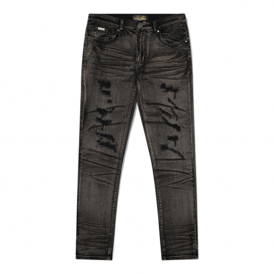 Premium Milano Mens Milan Slim Straight Jeans PM200003 Black Acid