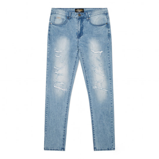 Premium Milano Mens Milan Slim Straight Jeans PM200003 Blue Wash