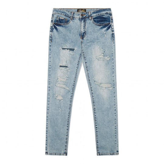 Premium Milano Mens Milan Slim Straight Jeans PM200004 Medium Wash