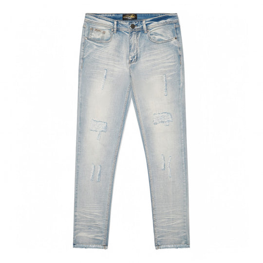 Premium Milano Mens Pisa Slim Straight Flair Jeans PM561211 Light Wash