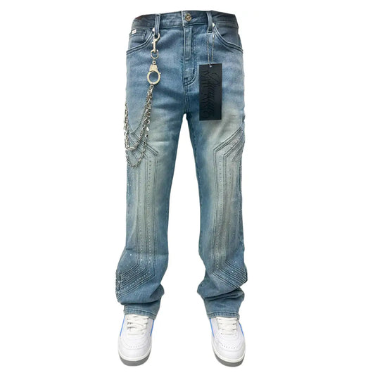 Premium Milano Mens Pentagon Baggy Fit Jeans PMJ20F25-116 LT Blue Wash