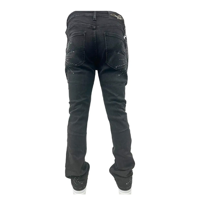 Premium Milano Mens Sunrise Stacked Jeans PMJ28F25-100 Black Wash
