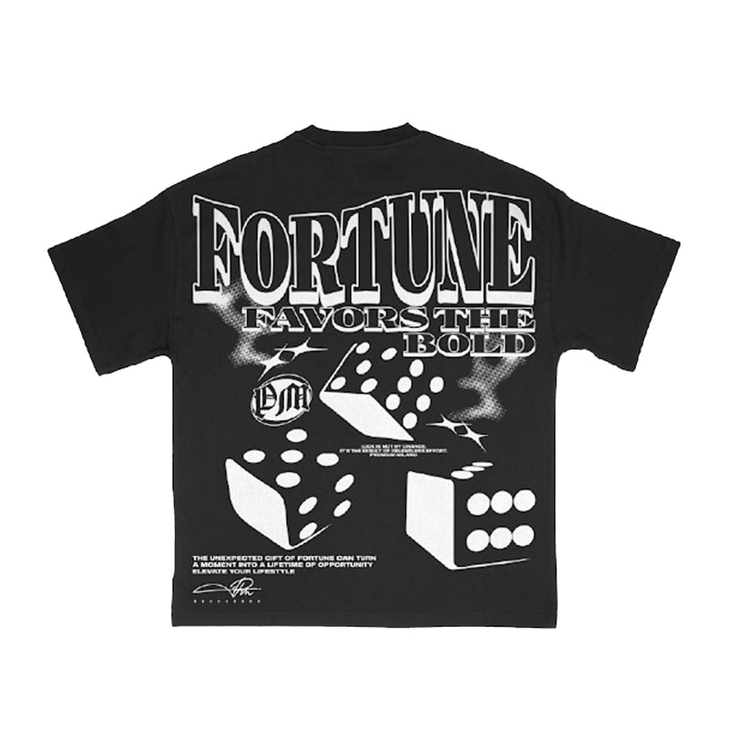 Premium Milano Mens Fortune Favors The Bold Crew Neck T-Shirt S25331-04 Black