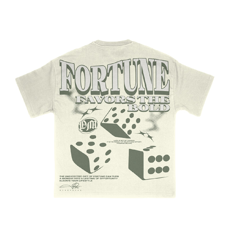 Premium Milano Mens Fortune Favors The Bold Crew Neck T-Shirt S25331-04 Cream