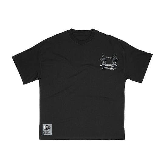 Premium Milano Mens Cross Wings Crew Neck T-Shirt S25331-06 Black