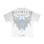 Premium Milano Mens Wings Of Vision Crew Neck T-Shirt S25331-09 White