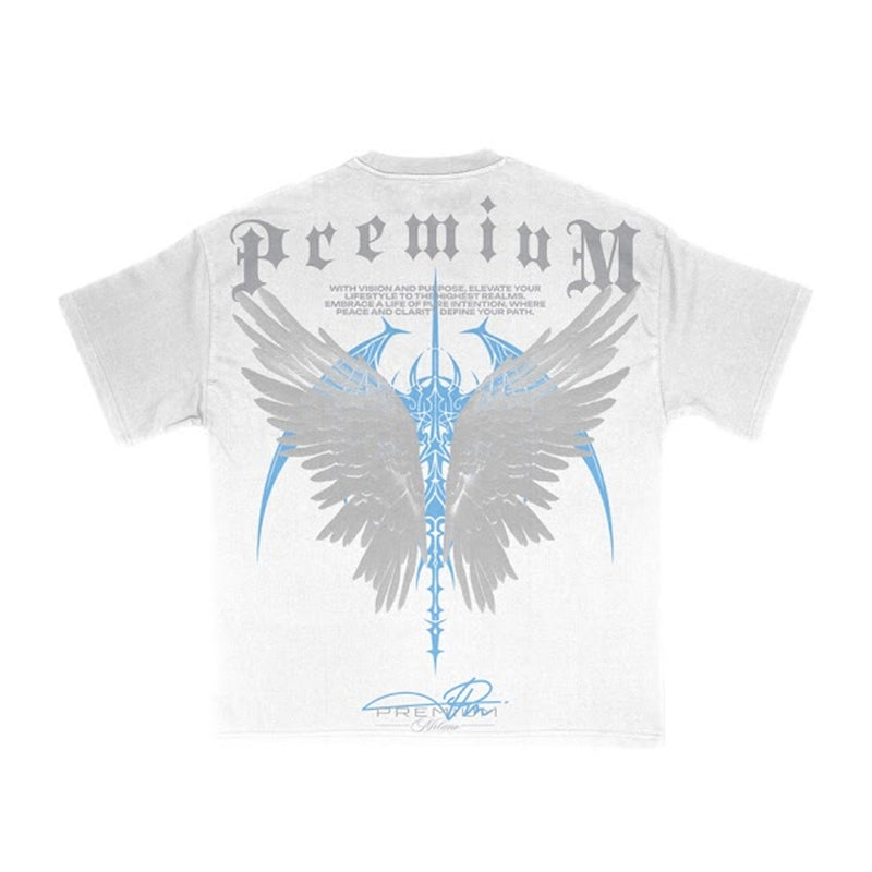 Premium Milano Mens Wings Of Vision Crew Neck T-Shirt S25331-09 White