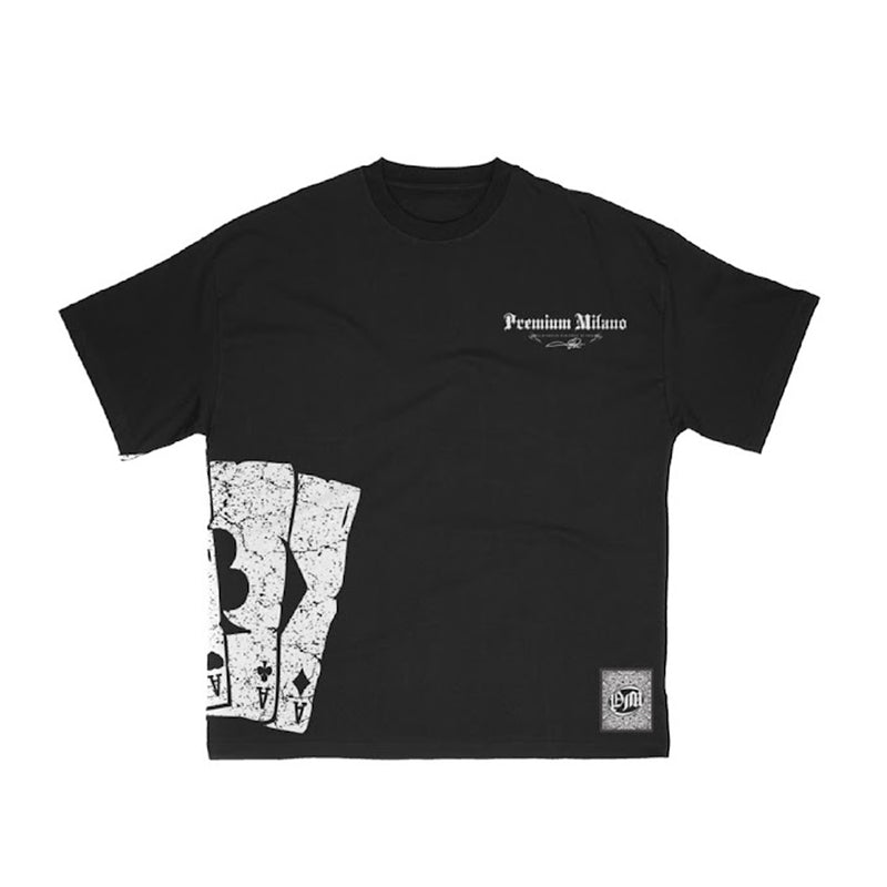 Premium Milano Mens Premium Aces Crew Neck T-Shirt S25331-10 Black