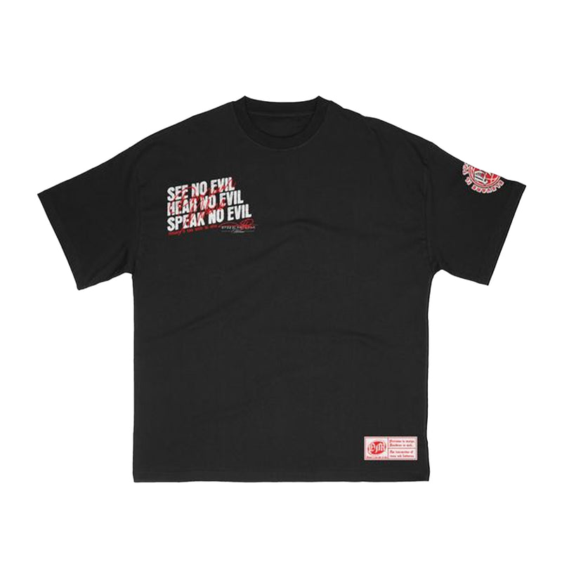 Premium Milano Mens No Evil New Generation Crew Neck T-Shirt S25331-18 Black