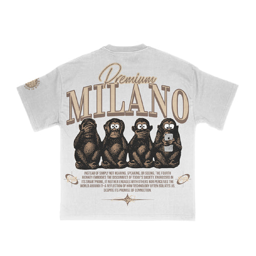 Premium Milano Mens No Evil New Generation Crew Neck T-Shirt S25331-18 White