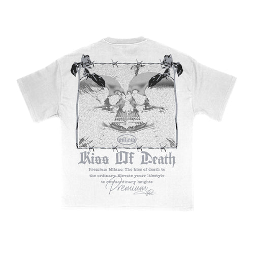 Premium Milano Mens Kiss Of Death Crew Neck T-Shirt S25331-22 White