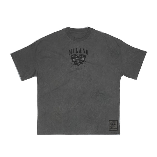 Premium Milano Mens Barbed Heart Crew Neck T-Shirt S25415-01 Shadow