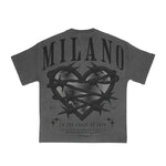 Premium Milano Mens Barbed Heart Crew Neck T-Shirt S25415-01 Shadow