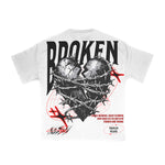 Premium Milano Mens Ripped & Repaired Heart Crew Neck T-Shirt S25415-08 White