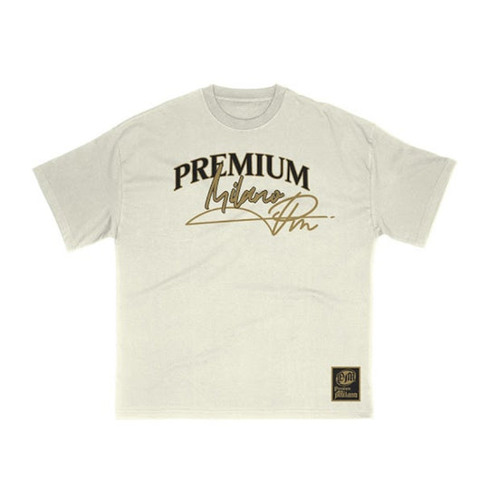 Premium Milano Mens Premium Cognac Crew Neck T-Shirt S25415-13 Cream