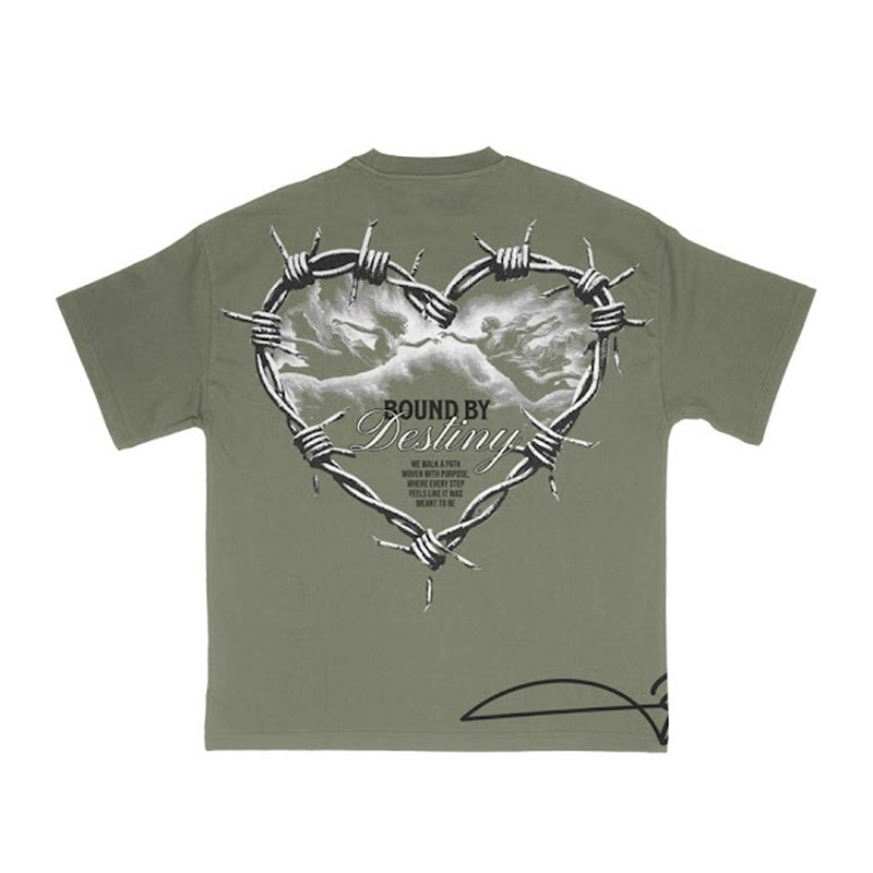 Premium Milano Mens Bound By Destiny Crew Neck T-Shirt S25415-21 Olive