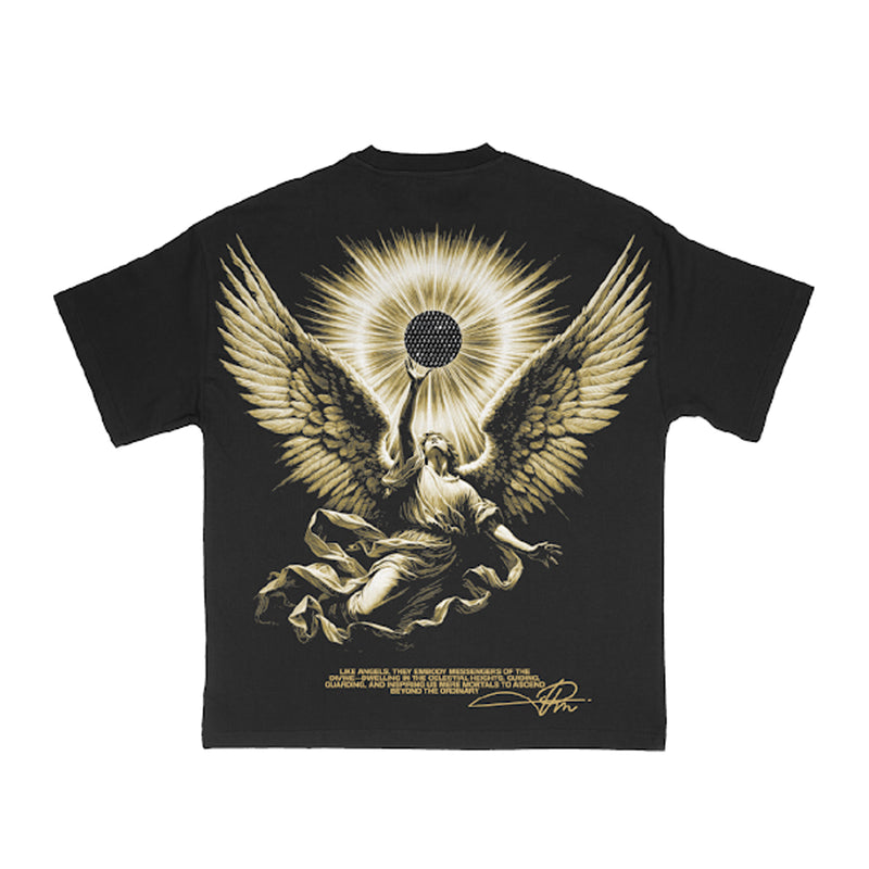 Premium Milano Mens Reach For The Heavens Crew Neck T-Shirt S25415-25 Black