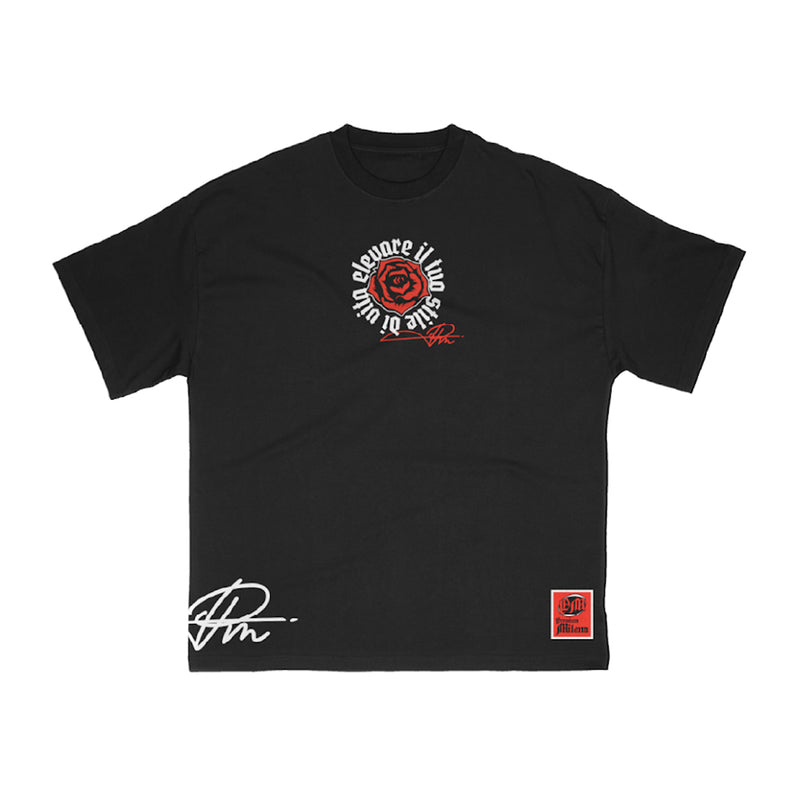 Premium Milano Mens Rosebud Venom Crew Neck T-Shirt S25415-28 Black