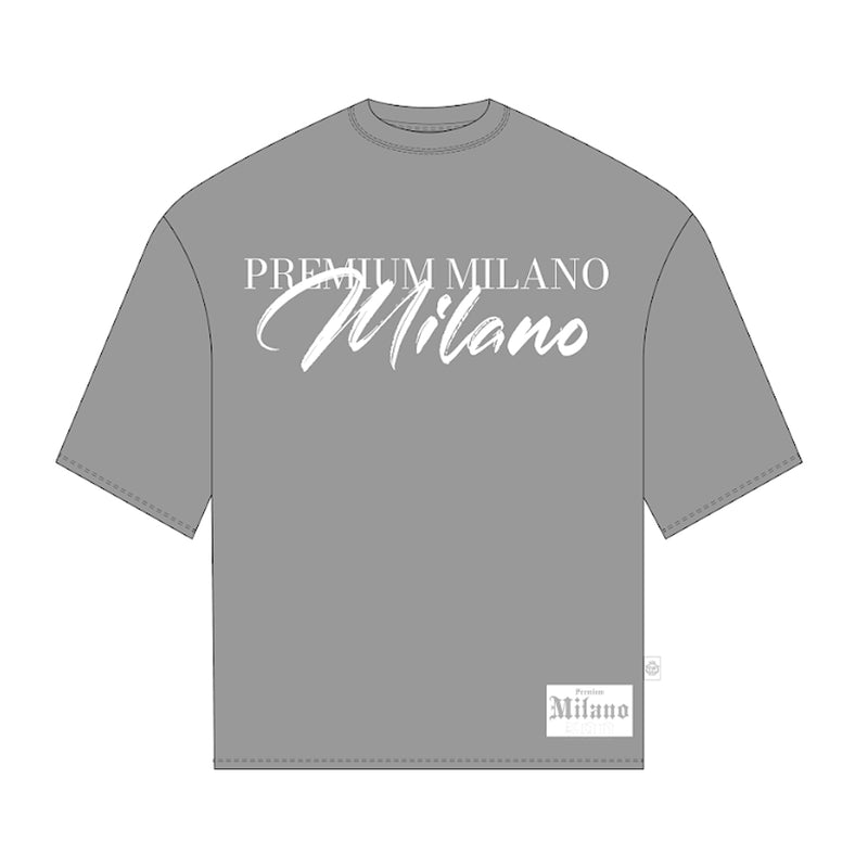 Premium Milano Mens Milano Brush Script Crew Neck T-Shirt S25415-41 Gray