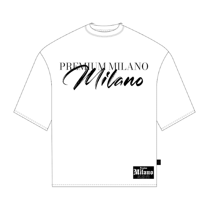 Premium Milano Mens Milano Brush Script Crew Neck T-Shirt S25415-41 White