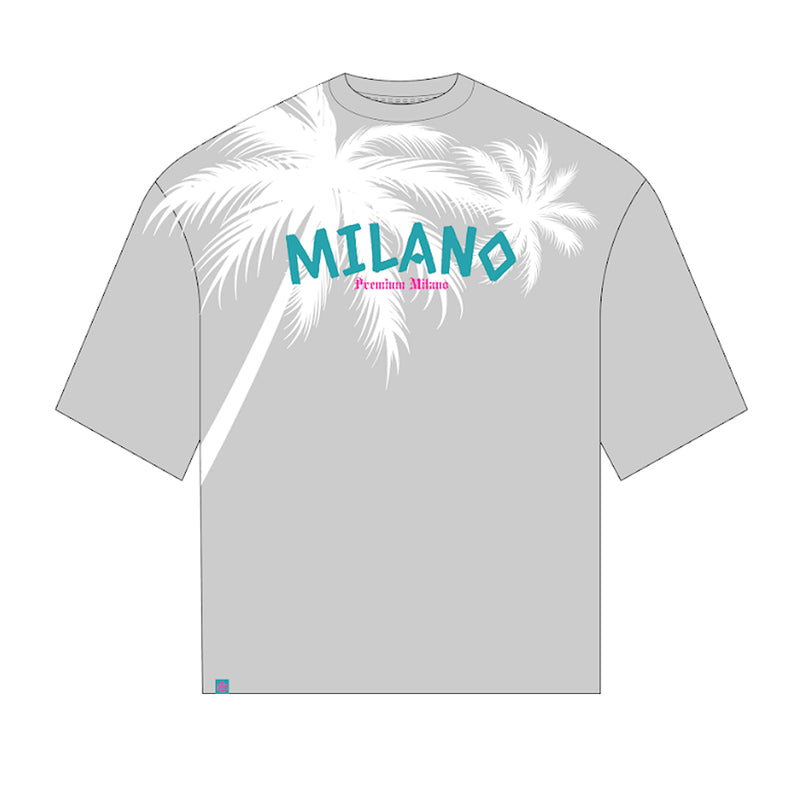 Premium Milano Mens Milano Palms Crew Neck T-Shirt S25415-44 Gray