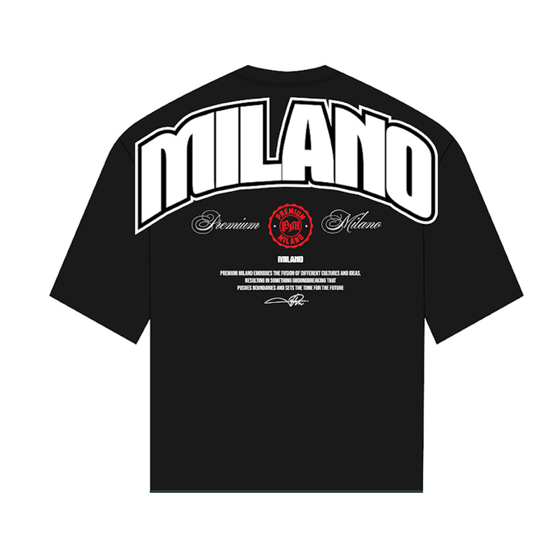 Premium Milano Mens Milano Crest Crew Neck T-Shirt S25415-48 Black