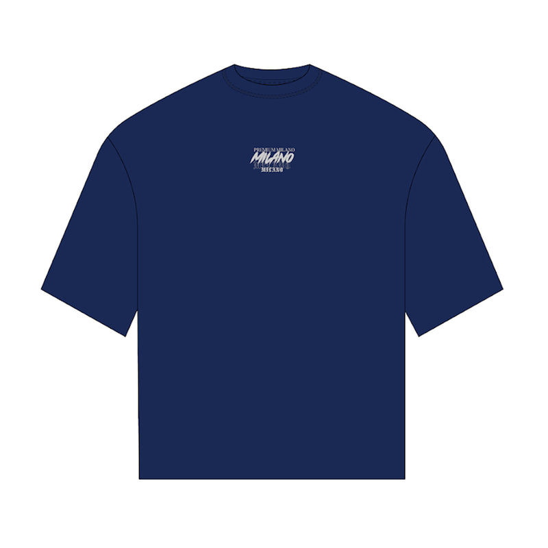 Premium Milano Mens Milano Fonts Crew Neck T-Shirt S25415-49 Navy